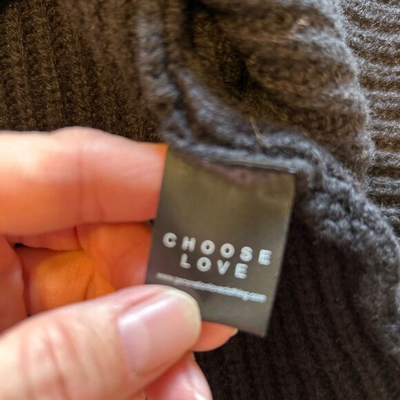 Generation Love Wool Cashmere Chevron Turtleneck Black Sweater Ballon Sleeve - Picture 6 of 8